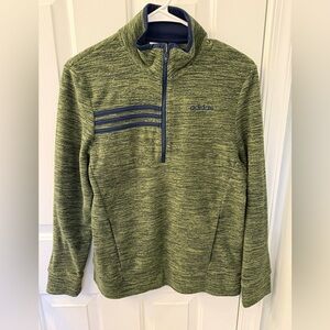 Adidas 3 stripe embroidered logo quarter zip green blue size 14